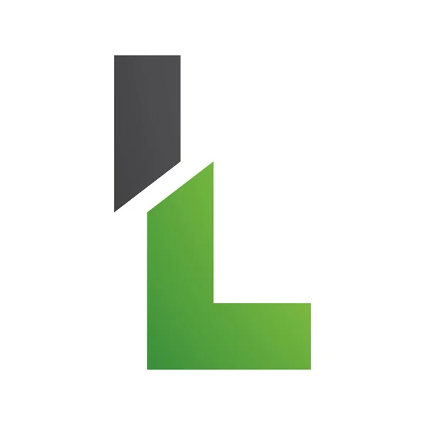 Verde Negro Dividir Forma Letra Icono Sobre Fondo Blanco — Foto de Stock