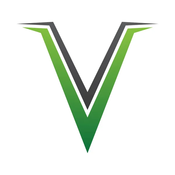 Green Black Spiky Shaped Letter Icon White Background — Stock Photo, Image