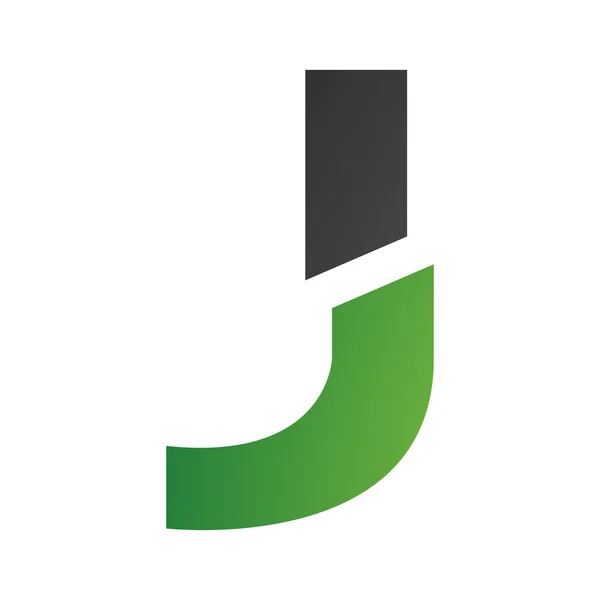 白色背景上的绿色和黑色分叉形字母J图标 — 图库照片