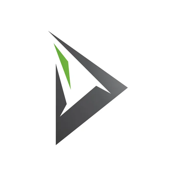 Green Black Spiky Triangular Letter Icon White Background — Stock Photo, Image