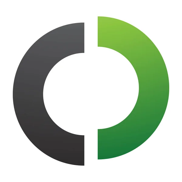 Zielony Czarny Split Kształcie Litery Ikona Białym Tle — Zdjęcie stockowe