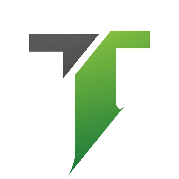 Grüner Und Schwarzer Geteilter Buchstabe Symbol Auf Weißem Hintergrund — Stockfoto