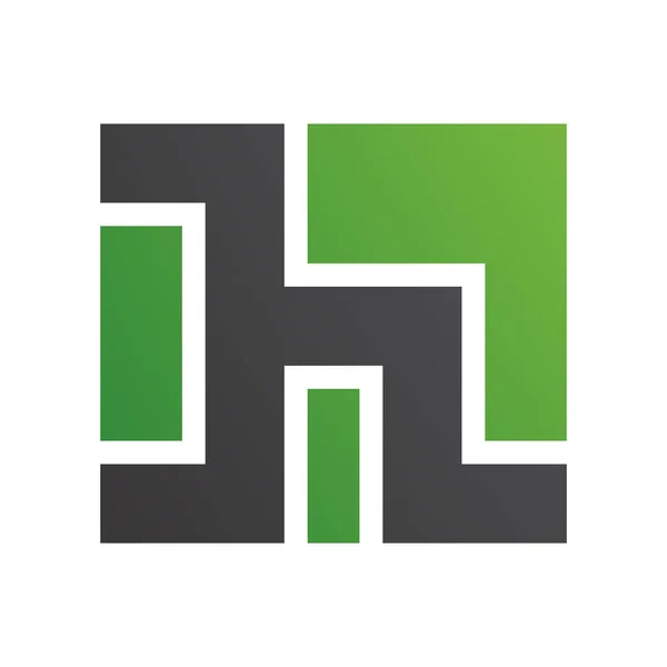 Grüner Und Schwarzer Buchstabe Quadratischer Form Auf Weißem Hintergrund — Stockfoto