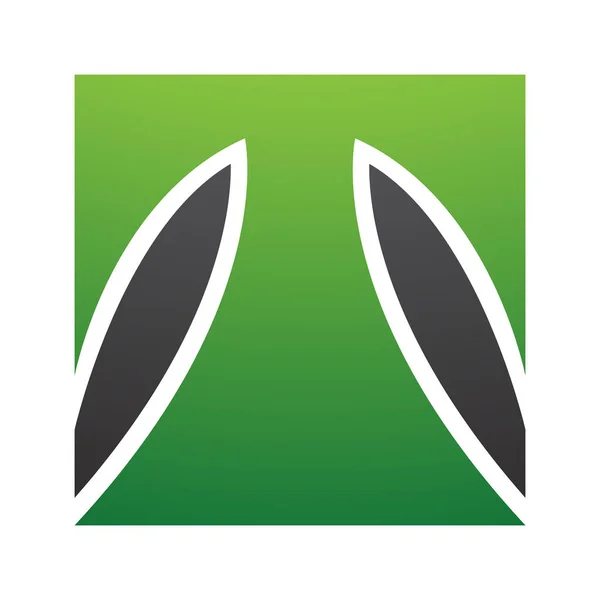 白い背景に緑と黒の正方形の文字Tアイコン — ストック写真