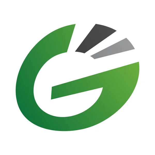 Зеленый Черный Полосатый Овальный Письмо Икона Белом Фоне — стоковое фото