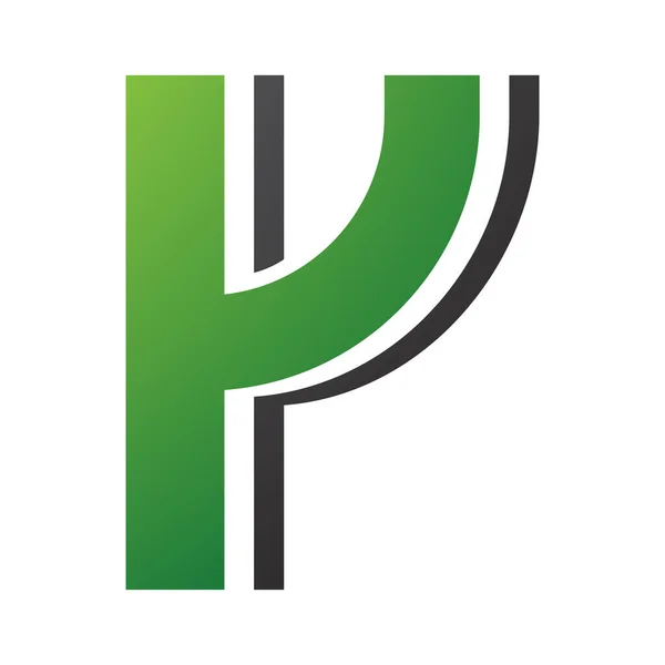 Зелёная Чёрная Полосатая Буква Икона Белом Фоне — стоковое фото