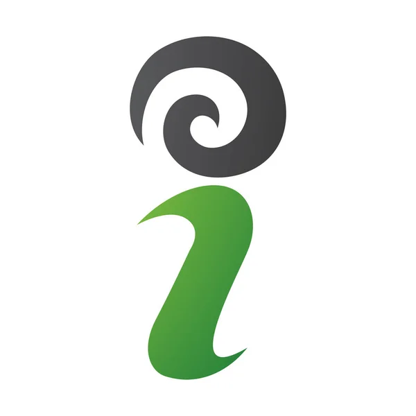 Verde Nero Swirly Lettera Icona Sfondo Bianco — Foto Stock