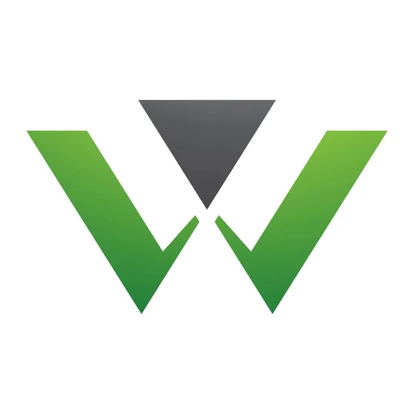 Groene Zwarte Driehoek Gevormd Letter Pictogram Een Witte Achtergrond — Stockfoto