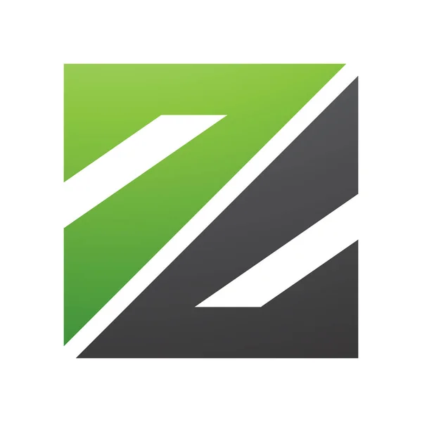 Зеленый Черный Треугольный Квадрат Форме Буквы Икона Белом Фоне — стоковое фото