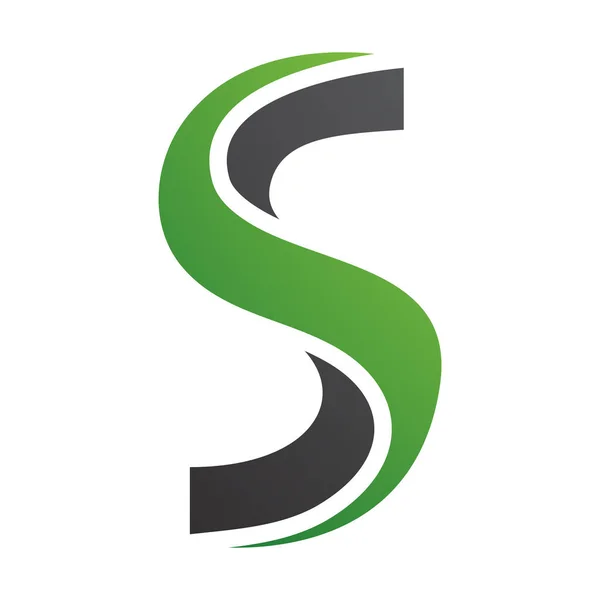 Green Black Twisted Shaped Letter Icon White Background — Stock Photo, Image