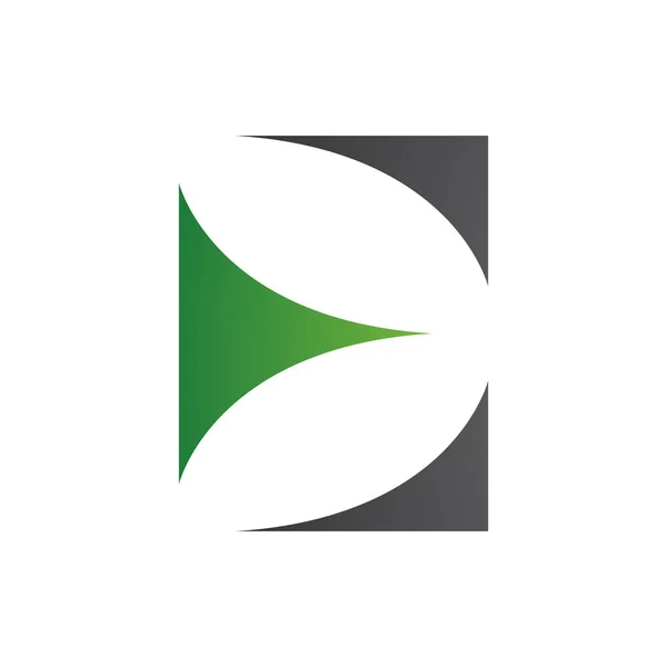 Πράσινο Και Μαύρο Κεφαλαίο Γράμμα Εικονίδιο Καμπυλωτά Τρίγωνα Λευκό Φόντο — Φωτογραφία Αρχείου