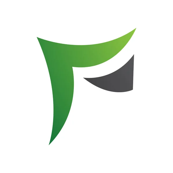 Papel Ondulado Verde Preto Forma Letra Ícone Fundo Branco — Fotografia de Stock
