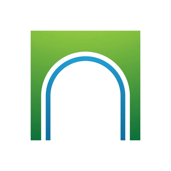 Arco Verde Azul Forma Letra Ícone Fundo Branco — Fotografia de Stock