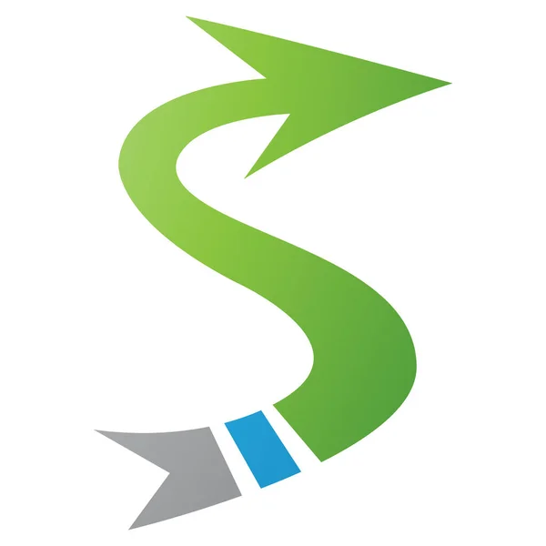 Seta Verde Azul Forma Letra Ícone Fundo Branco — Fotografia de Stock