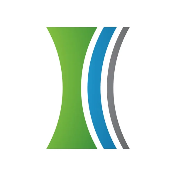 Grünes Und Blaues Konkav Linsen Buchstabensymbol Auf Weißem Hintergrund — Stockfoto