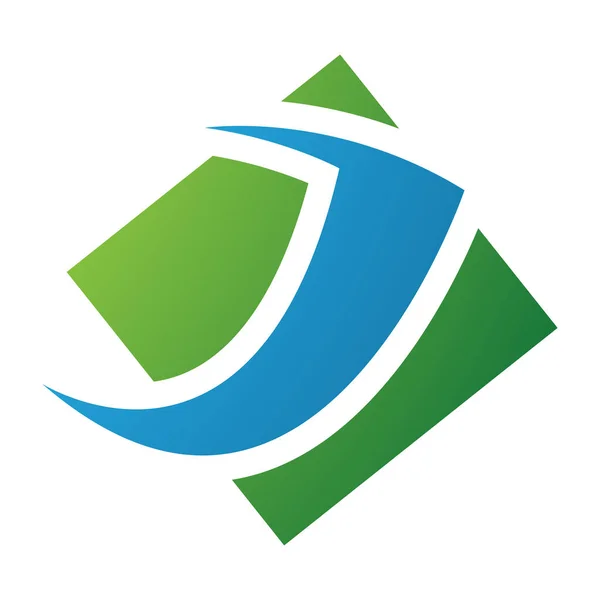 Green Blue Diamond Square Letter Icon White Background — Stock Photo, Image