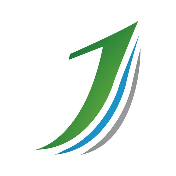 Carta Camadas Verde Azul Ícone Fundo Branco — Fotografia de Stock
