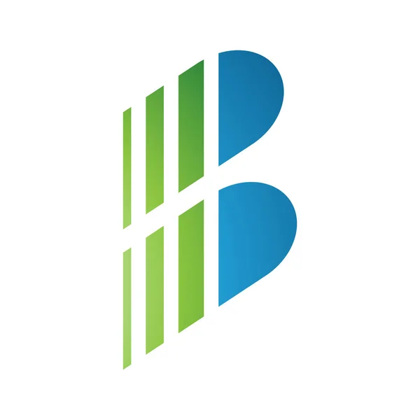 Ícone Verde Azul Letra Com Listras Verticais Fundo Branco — Fotografia de Stock