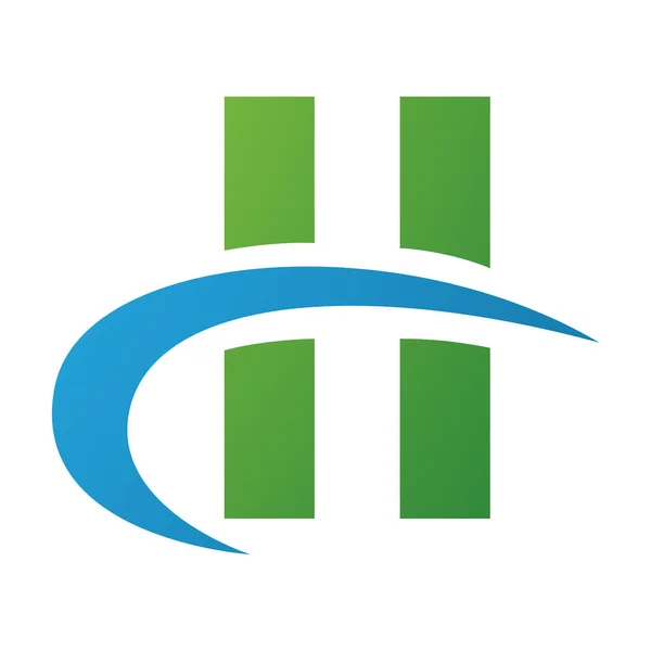 Grüner Und Blauer Buchstabe Icon Mit Vertikalen Rechtecken Und Einem — Stockfoto
