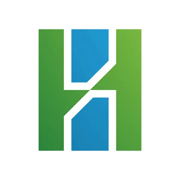 Grüner Und Blauer Buchstabe Icon Mit Vertikalen Rechtecken Auf Weißem — Stockfoto