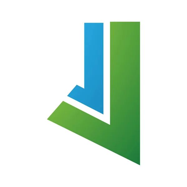 白い背景に直線が付いている緑と青の手紙Jアイコン — ストック写真