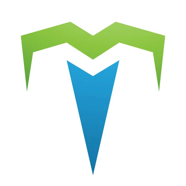 Grüner Und Blauer Buchstabe Symbol Mit Spitzen Spitzen Auf Weißem — Stockfoto