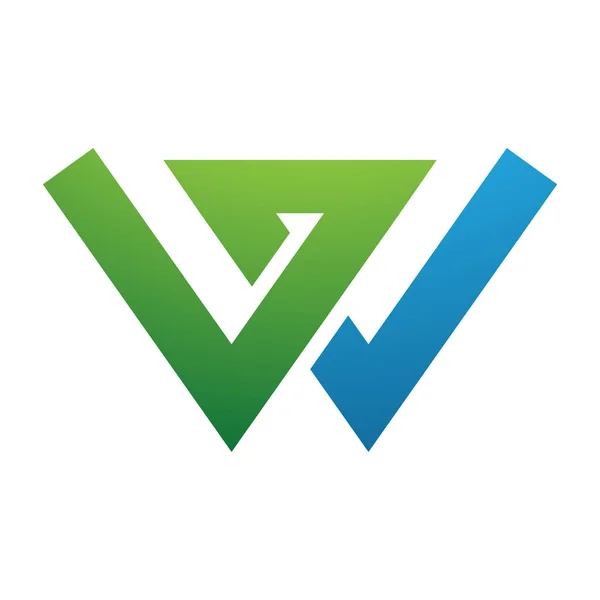 Groene Blauwe Letter Icoon Met Snijlijnen Een Witte Achtergrond — Stockfoto