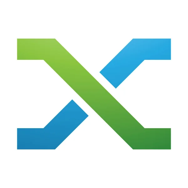 Groene Blauwe Letter Icoon Met Kruisende Lijnen Een Witte Achtergrond — Stockfoto