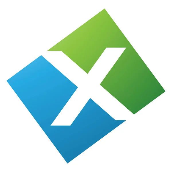 Grön Och Blå Rektangel Formad Bokstav Ikonen Vit Bakgrund — Stockfoto
