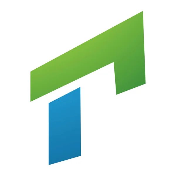 Green Blue Rectangular Letter Icon White Background — Stock Photo, Image