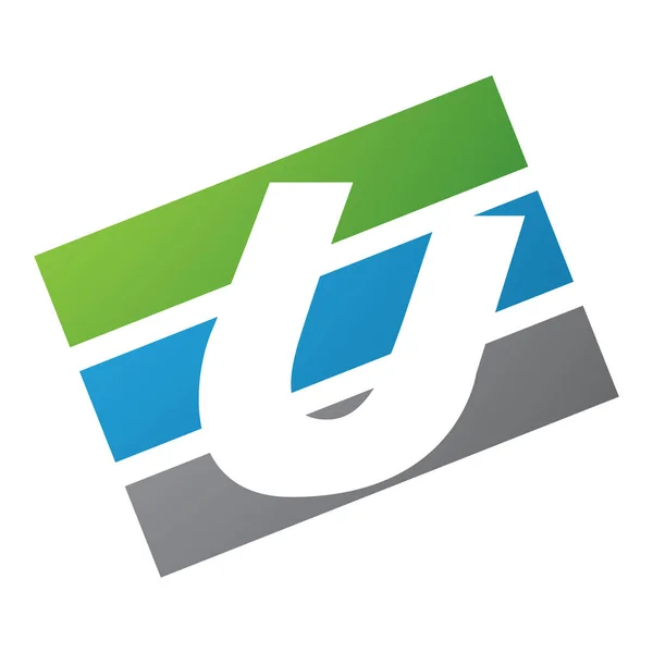 Grüner Und Blauer Rechteckiger Buchstabe Symbol Auf Weißem Hintergrund — Stockfoto