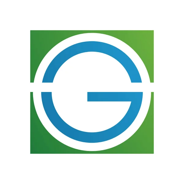 Grüner Und Blauer Runder Und Quadratischer Buchstabe Auf Weißem Hintergrund — Stockfoto
