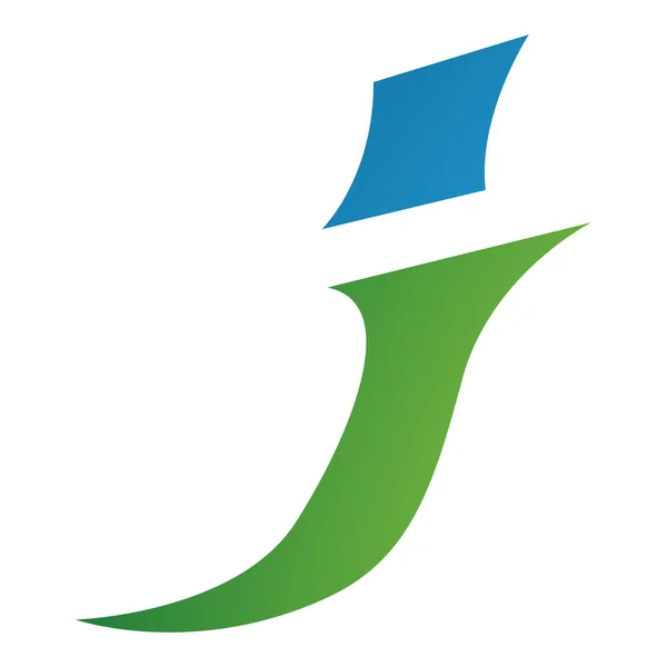Green Blue Spiky Italic Letter Icon White Background — Stock Photo, Image