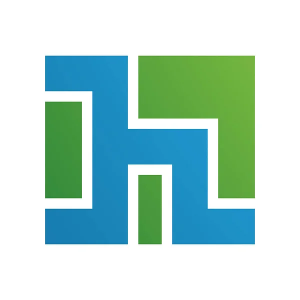 Verde Azul Quadrado Forma Letra Ícone Fundo Branco — Fotografia de Stock