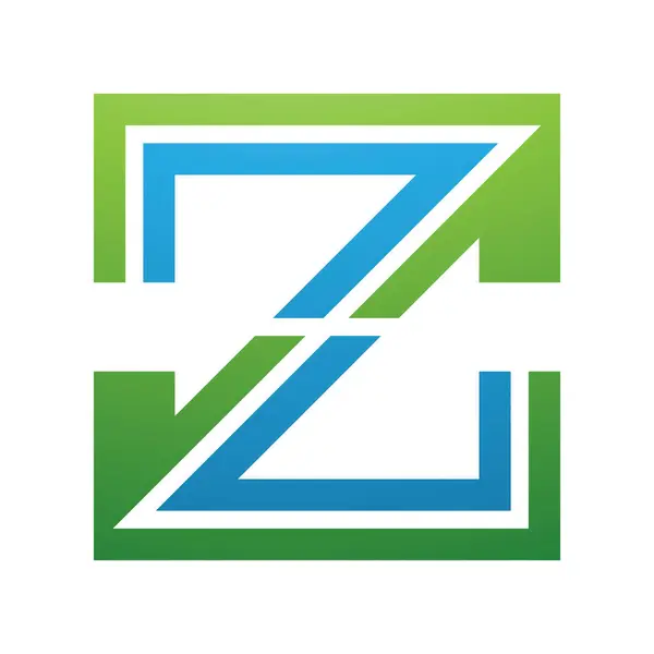 Verde Azul Listrado Forma Letra Ícone Fundo Branco — Fotografia de Stock