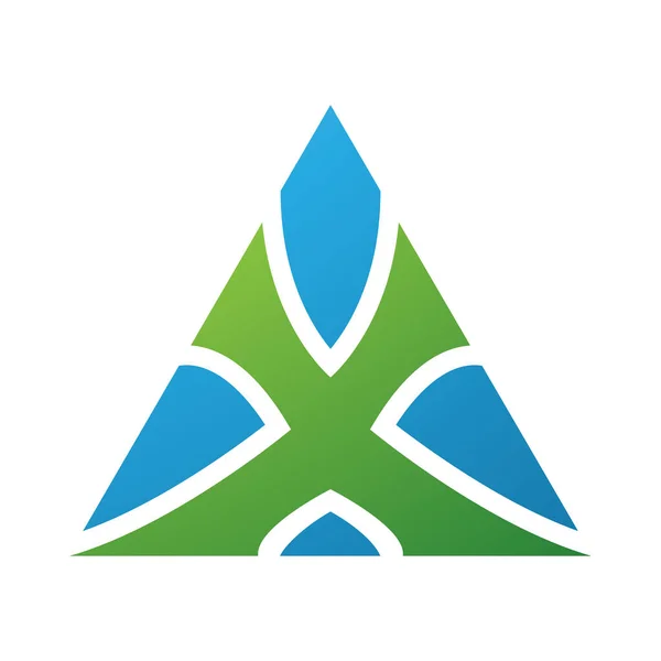 Grön Och Blå Triangel Formad Bokstav Ikonen Vit Bakgrund — Stockfoto