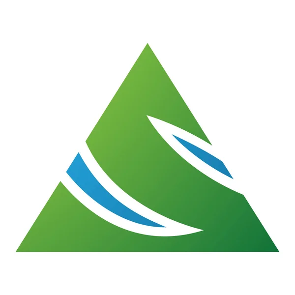 Zelené Modré Trojúhelníkové Písmeno Ikona Bílém Pozadí — Stock fotografie