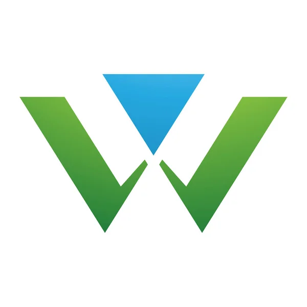 Groene Blauwe Driehoek Gevormd Letter Pictogram Een Witte Achtergrond — Stockfoto