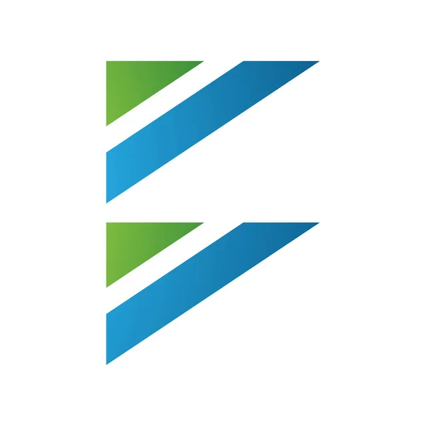 Bandeira Triangular Verde Azul Forma Letra Ícone Fundo Branco — Fotografia de Stock