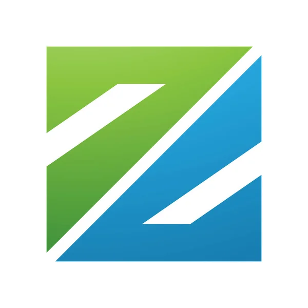 Зеленый Синий Треугольный Квадрат Форме Буквы Икона Белом Фоне — стоковое фото