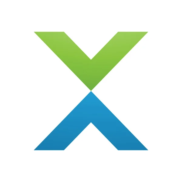 Verde Azul Forma Letra Ícone Fundo Branco — Fotografia de Stock
