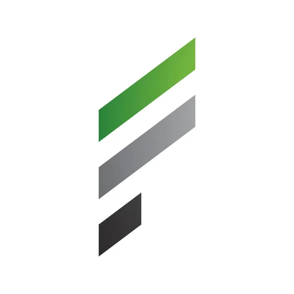 Grüner Und Grauer Buchstabe Mit Diagonalen Streifen Auf Weißem Hintergrund — Stockfoto