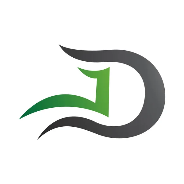 Grijze Groene Letter Icoon Met Golvende Rondingen Een Witte Achtergrond — Stockfoto