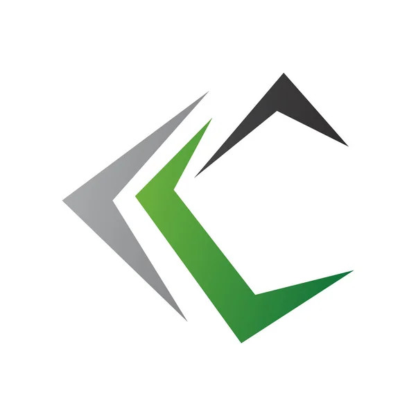 Gris Verde Negro Letra Icono Con Puntiagudos Consejos Sobre Fondo — Foto de Stock