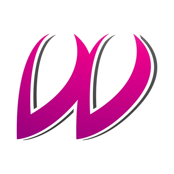 Magenta和Black Spiky意大利风格的白色背景字母W Icon — 图库照片