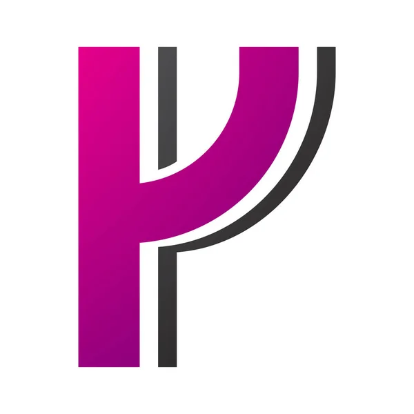 Пурпурная Черная Полосатая Буква Икона Белом Фоне — стоковое фото