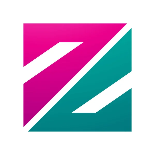 Икона Форме Пурпурного Зеленого Треугольника Белом Фоне — стоковое фото