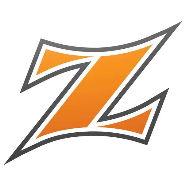 白色背景上橙色和黑色弧形字母Z图标 — 图库照片