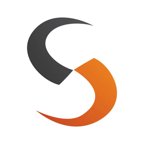 Orange Black Blade Shaped Letter Icon White Background — Stock Photo, Image