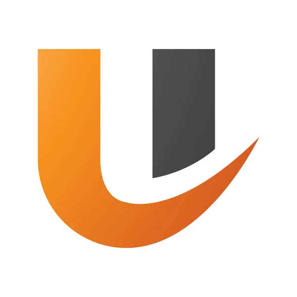 ホワイトバックグラウンドのオレンジとブラックボールドカービーの形状の文字Uアイコン — ストック写真